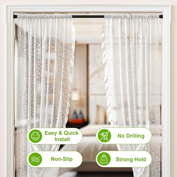 Shower Curtain Rod 30-64 inch 2Pack Shower Adjustable Curtain Rod No Drilling - Image 5