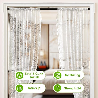 Shower Curtain Rod 30-64 inch 2Pack Shower Adjustable Curtain Rod No Drilling - Image 5