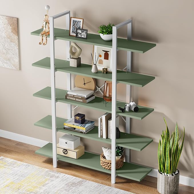 Tribesigns 5-Tier Bookshelf, Vintage Industrial Style Bookcase 72 H x 12 W x - Image 4
