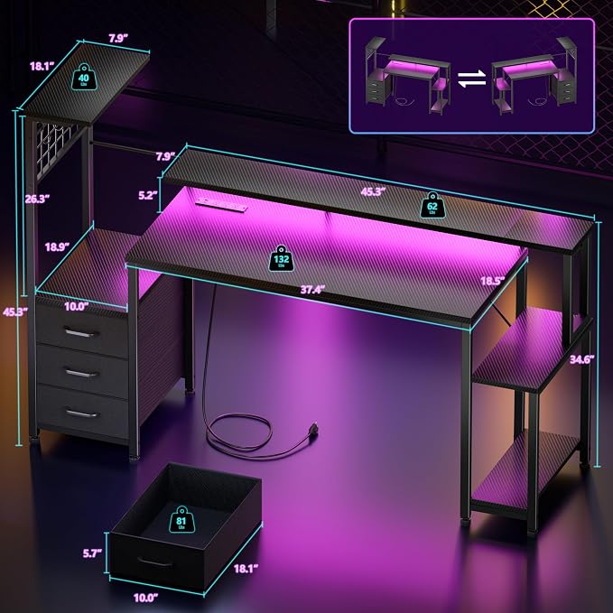 Korfile 55 Inch Gaming Desk - Image 3