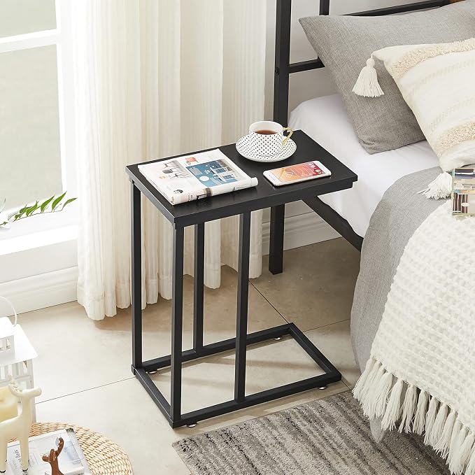 VECELO C Shaped End Side Table for Sofa Couch and Bed Snack TV Tray for Living - Image 9