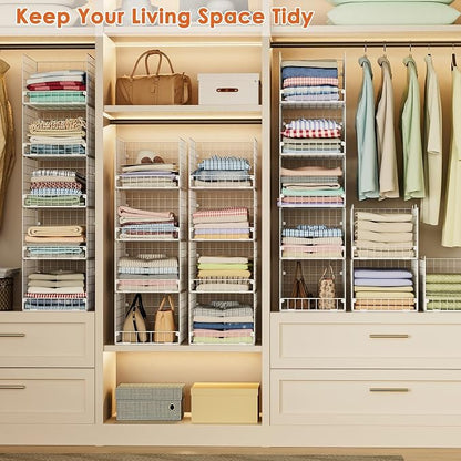 5-Tier Stackable Closet Storage Shelves, Closet Organizers and Storage Basket - Image 5