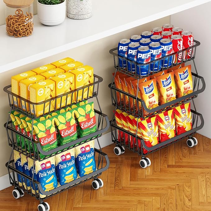 3-Tier Rolling Pantry Cart by MiyawellOfficial