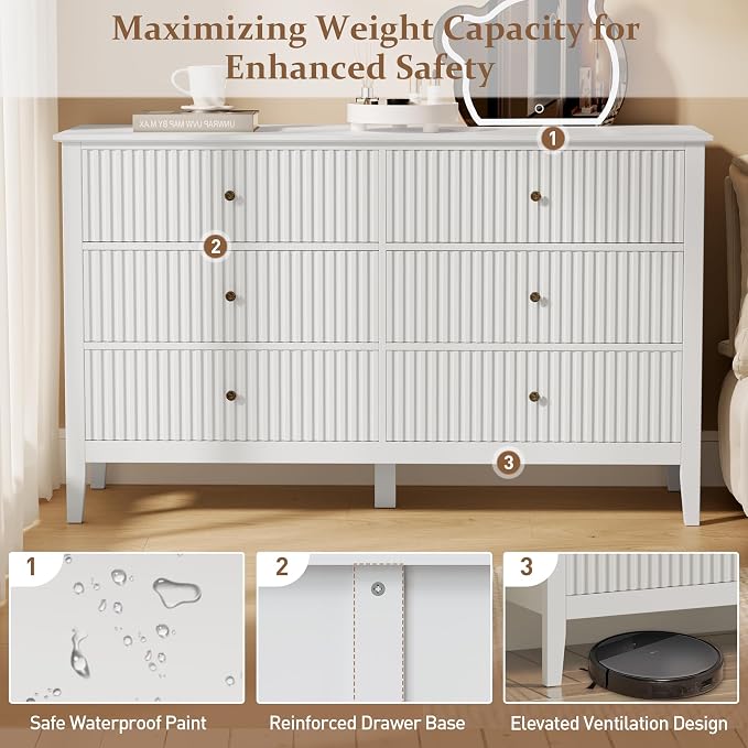 RoyalCraft White 6 Drawer Dresser - Image 8