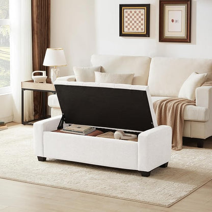 Huatean Home 48" Ottoman with Storage, Upholstered Entryway Bench with Seating - Image 3