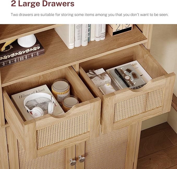 Iwell Tall Storage Cabinet, Rattan Cabinet - Image 7