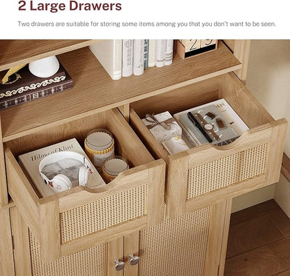 Iwell Tall Storage Cabinet, Rattan Cabinet - Image 7