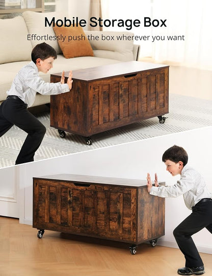 HYZ Storage Chest, 39.4'' Wooden Storage Bench - Image 3