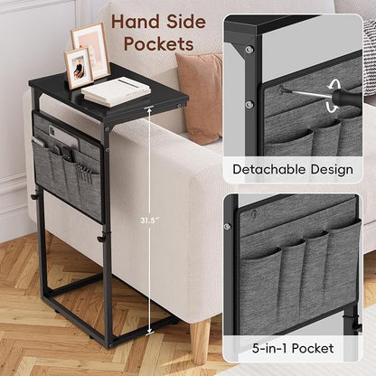 Vagusicc C Shaped End Table, Adjustable Height Small Couch Side Table - Image 7