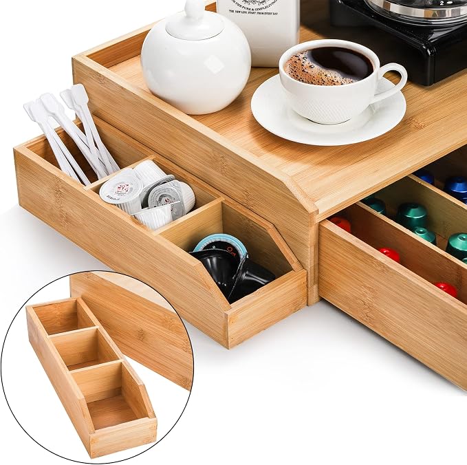 SOUJOY Bamboo Drawer Organizer for Coffee Pod, K Cup Organizer for Counter - Image 5