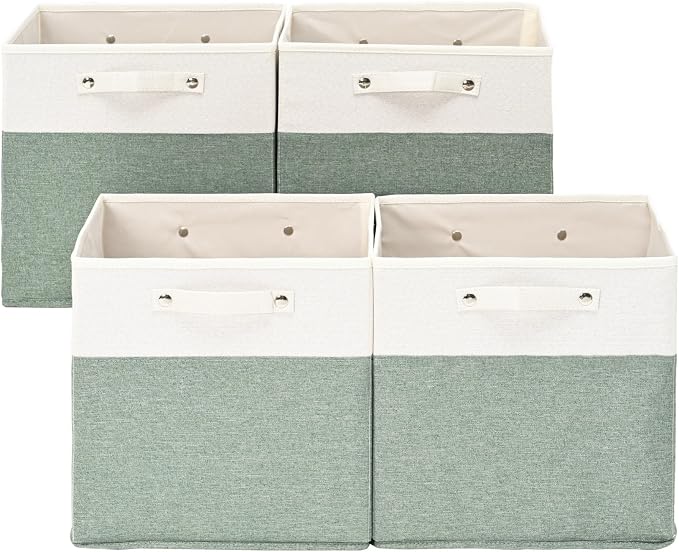 FinishingBo 13x13x13 Storage Cube Bins 4 Pack, Cube Shelf Baskets | Foldable by SimplifySpaceSimplifyLife
