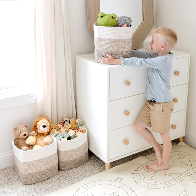 NaturalCozy 13 Inch Cube Storage Bins Cotton Rope Woven Baskets - Image 8