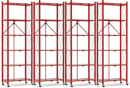 ALANNG 73.6 Inch Folding Bookshelf, 6 Tier Metal Bookcase and Bookshelves | by ALANNG