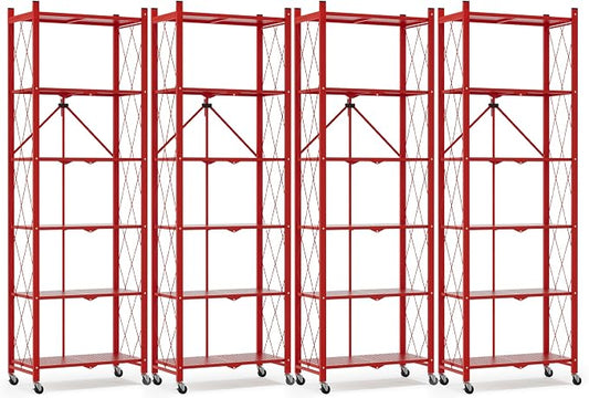 ALANNG 73.6 Inch Folding Bookshelf, 6 Tier Metal Bookcase and Bookshelves | by ALANNG