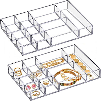 Amazing Abby - Jewel - 2-Pack Acrylic Jewelry Organizer, Plastic Jewelry Tray by AmazingAbby