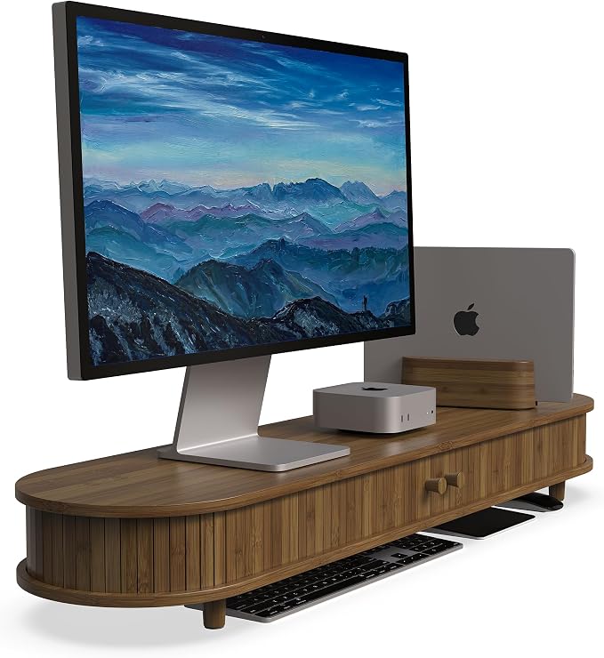 42 Inch Curved Dual Monitor Stand Riser by WELLWENG