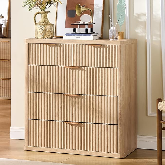 LEYAOYAO Fluted 5 Drawers Dresser by LEYAOYAO-Findtheshiningpointofyourideallife%EF%BC%81