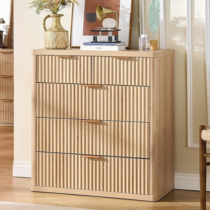 LEYAOYAO Fluted 5 Drawers Dresser by LEYAOYAO-Findtheshiningpointofyourideallife%EF%BC%81
