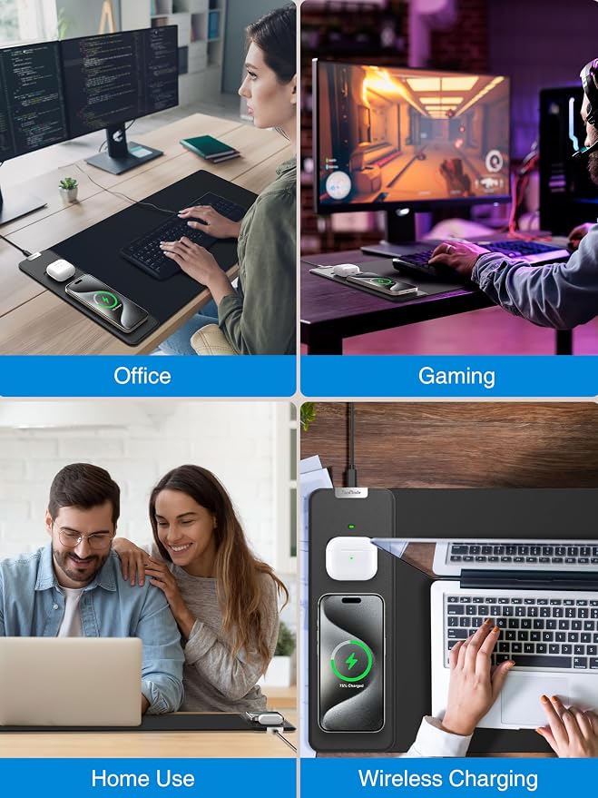 TopMade Mouse Pad with 15W Fast Wireless Charging, 31.5"x11.81" XL Large Gaming - Image 8