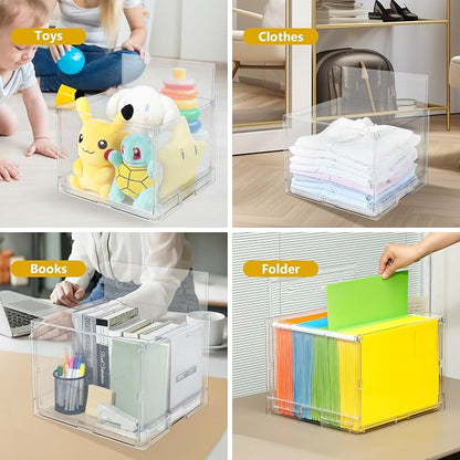 MUKAI File Organizer Box with Lid, Collapsible File Folder Organizer with Slide - Image 6