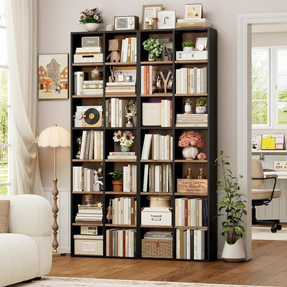 FOTOSOK Bookshelf Bookcase 7-Tier Narrow Bookshelf Tall CD Media Tower Rack | - Image 4