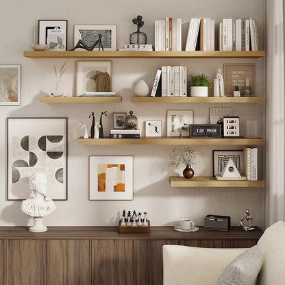40 Inch Floating Shelves Set of 2, 8 Inch Deep Wall Shelf, Rustic Wood Storage - Image 6