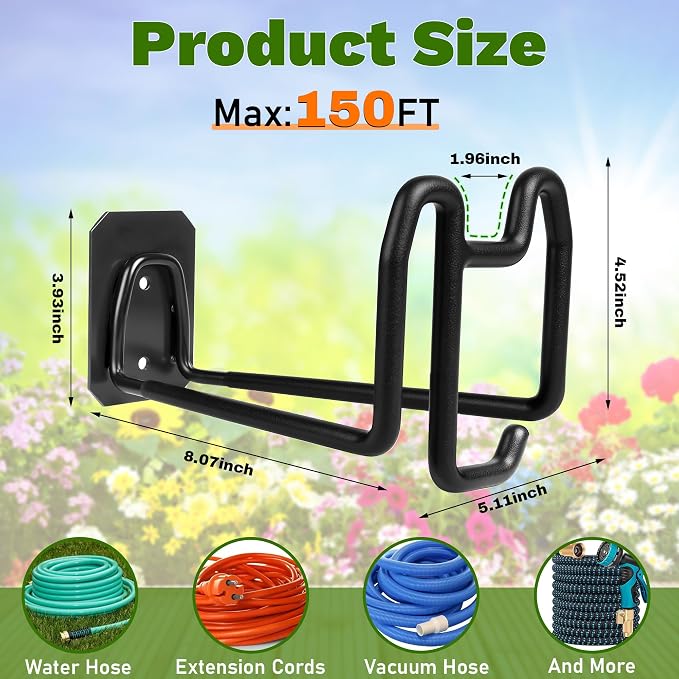 Garden Hose Holder Wall Mount Water Hose Holders - Image 7
