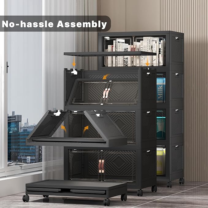 UAMFURI Stackable Storage Bins, 440QT Collapsible Drawers - Image 4
