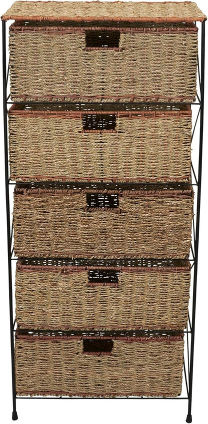 Household Essentials 5 Drawer Seagrass Wicker Storage Tower - Image 10