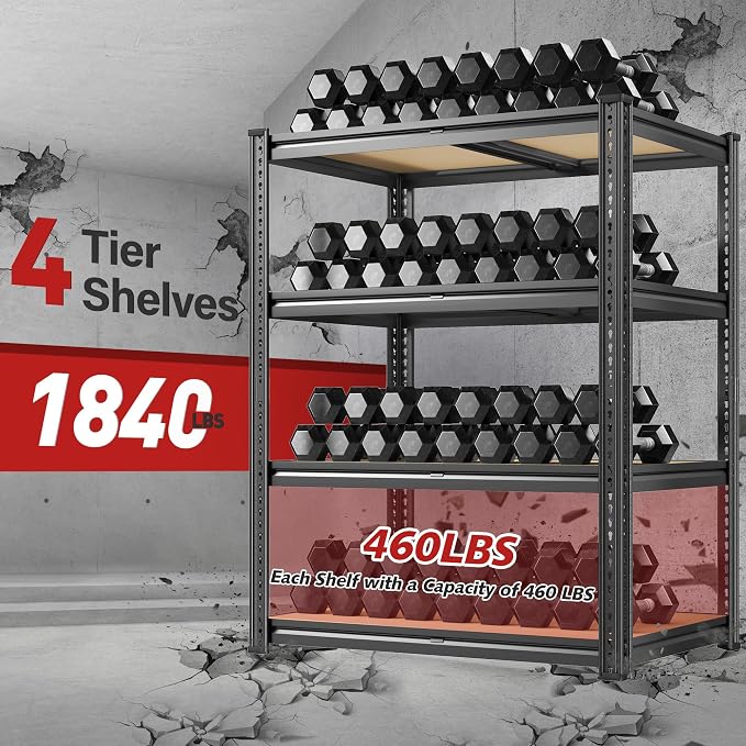 REIBII 60.05" H Storage Shelves 1840LBS Garage Shelving Heavy Duty Shelving 4 - Image 4