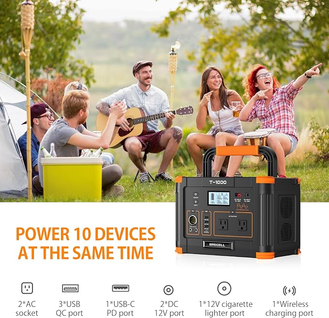 Portable Power Station 1000W, GRECELL 999Wh Solar Powered Generator - Image 4