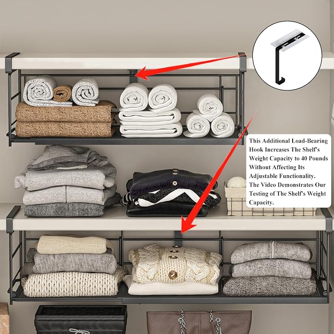 Expandable Under Cabinet Shelf, Extendable Under Shelf Storage - Image 4