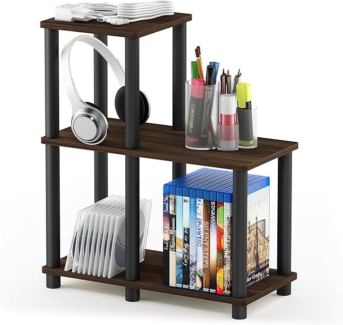 Furinno Turn-N-Tube Accent Decorative Shelf, Columbia Walnut/Black by Furinno-FitsYourSpaceFitsYourBudget