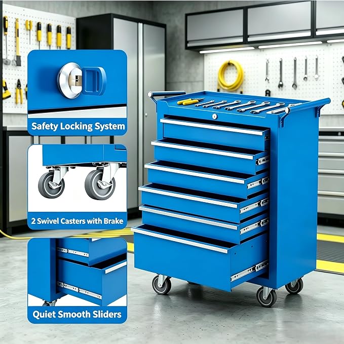 Garvee Rolling Tool Chest, 6 Drawers Tool Storage Cabinet, Toolbox - Image 5