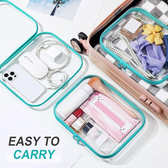 Sanwuta 6 Pcs Clear Hard Zipper Case Hard Plastic Zipper Pouches Transparent - Image 6