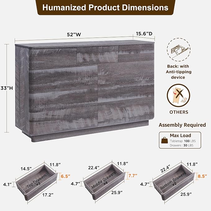 ACCOHOHO Modern 9 Drawer Dresser - Image 2