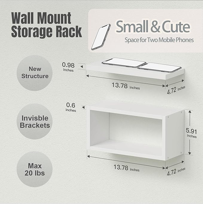RICHER HOUSE White Floating Shelves Bathroom, Small Wall Shelf Over Toilet | - Image 2