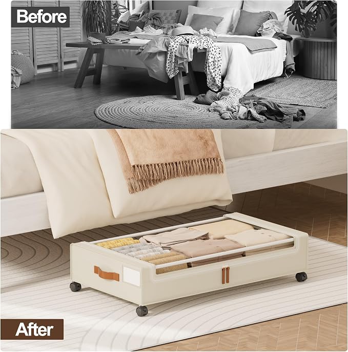LAMU Under Bed Storage with Wheels, 2 Pack Under Bed Storage Containers with - Image 7