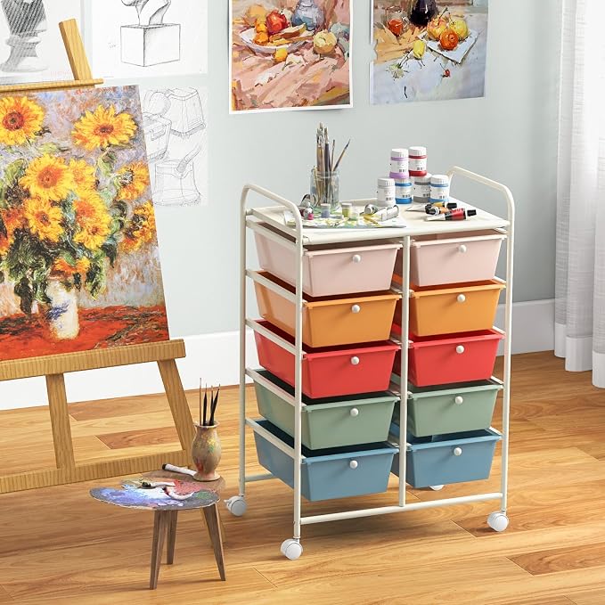 Giantex 10 Drawers Rolling Cart, Classroom Organizers, Storage Cart - Image 4