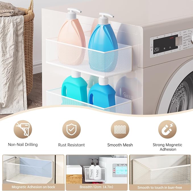 Magnetic Shelf for Washing Machine, Washer Dryer Shelf, Magnetic Lint Bin for - Image 4