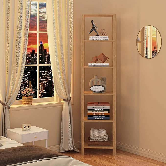 TUTOTAK Bookshelf, 6-Tier Tall Narrow Book Shelf - Image 8