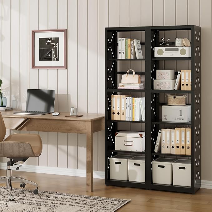 Narrow Bookshelf, 5 Tier Bookcase, Home Office Bookcase Shelf Storage Organizer - Image 4
