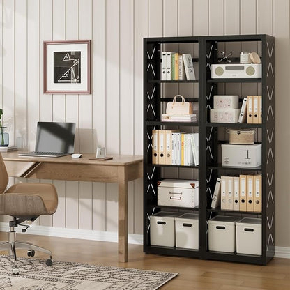 Narrow Bookshelf, 5 Tier Bookcase, Home Office Bookcase Shelf Storage Organizer - Image 4