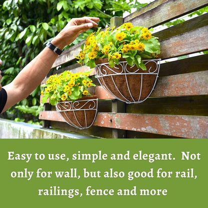 LaLaGreen Wall Mounted Flower Baskets Extra Large Deck Rail Hanging Planters - Image 3