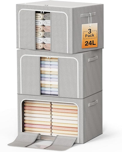 Clothes Storage Bins with Metal Frame Foldable Storage Box Clothes Organizers by LeArex