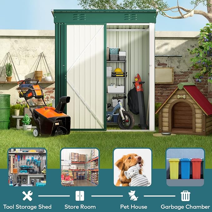 Gizoon 5' x 3'Outdoor Storage Shed - Image 5