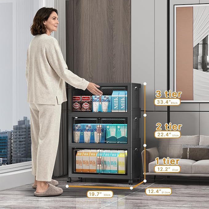 UAMFURI Stackable Storage Bins, 165QT Collapsible Drawers - Image 2