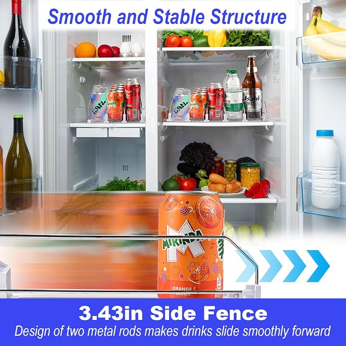 Drink Organizer for Fridge, 16.5” D Soda Can Fridge Drink Organizer, - Image 2