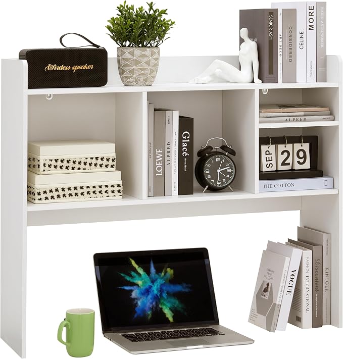 Nromant Desktop Bookshelf, Wooden Desk Storage Hutch - Image 3