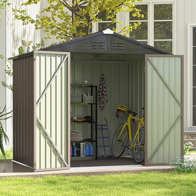 Patiowell 8x6 FT Outdoor Storage Shed, Metal Tool shed & Outdoor Storage by Patiowell
